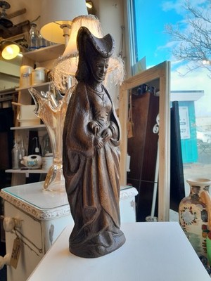 Antike handgeschnitzte Holz Statue Skulptur Heilige Maria Burgund Display Eiche