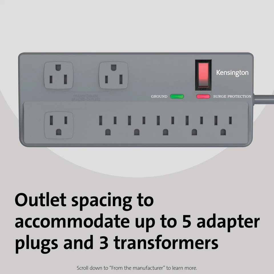 Kensington Guardian 8-Outlet 浪涌电压保护器 — 第 3/4 张图片