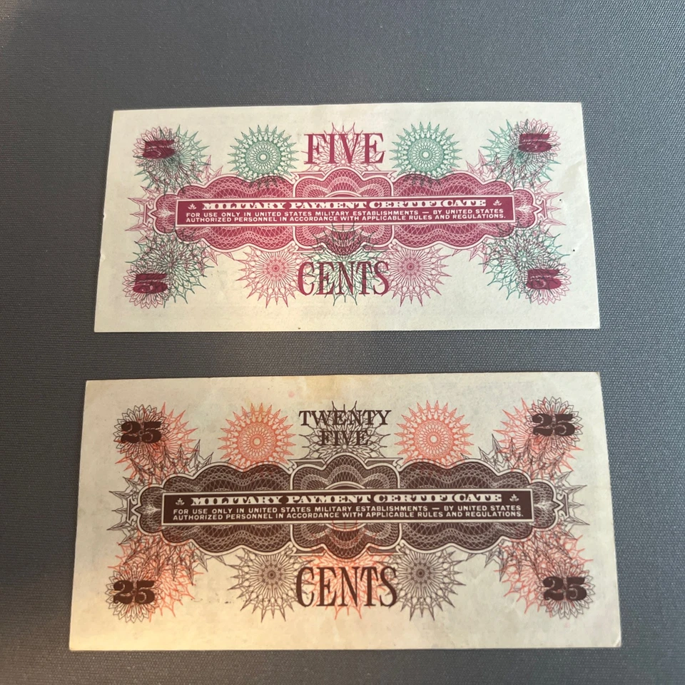 US 5 & 25c Military Payment Certificate Series 661. Nice High Grade Notes AU - Image 4 of 4