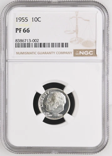 1955 Roosevelt Dime 10C NGC PF66 Looks Cameo