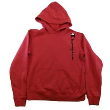 Champion Kids XL Hoodie Red Vertical Script Logo Fleece Pullover CHB396