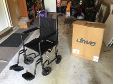 Drive Medical Lightweight Steel Transport Wheelchair, Fixed Full Arms, 17 Seat
