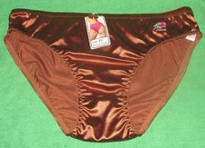 Lovely Wet Looking Embroider Liquid Satin Sissy Panties XL Bronze NWT