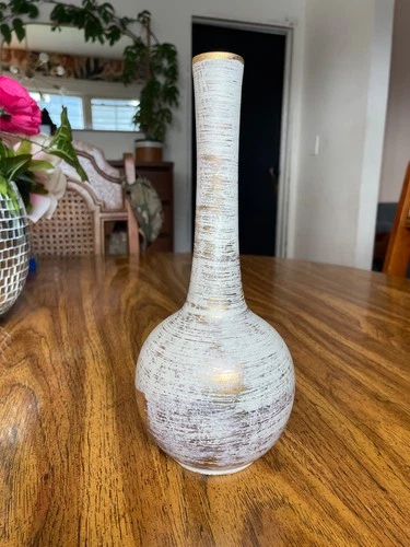 Elegant Haeger 22 Kt Gold Tweed Glaze Decorative Porcelain Vase Beautiful 10 1/2