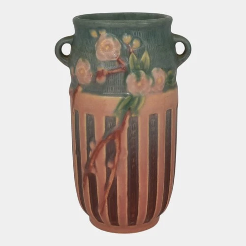Roseville Cherry Blossom Pink 1933 Vintage Art Deco Pottery Ceramic Vase 620-7