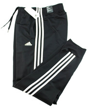 ADIDAS Men's Large Black / White Logo 3 Stripe Jogger Track Pants RETAIL 50
