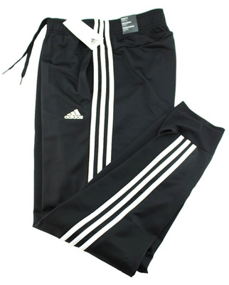 New ADIDAS Men's Medium Black / White Logo 3 Stripe Jogger Track Pants MSRP $50