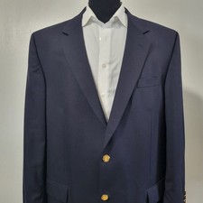 JOSEPH  FEISS Men's Canada Gold Button Blazer Sport Coat Suit Jacket Sz 48T Bla