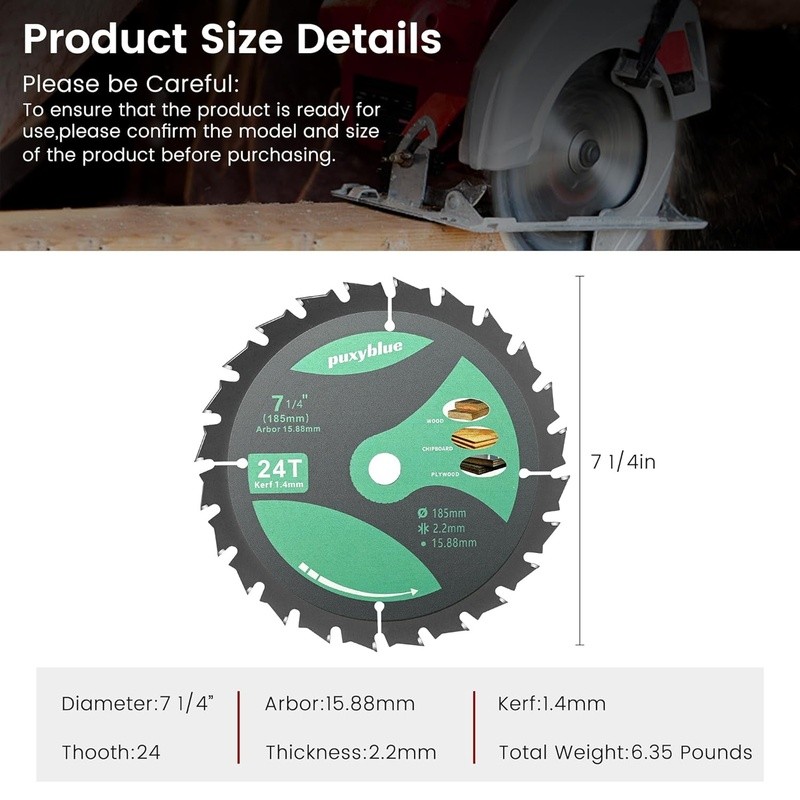 10 Pack 7-1/4 Inch 24T Circular Saw Blades W/ 5/8" Arbor ATB Framing Saw Blades
