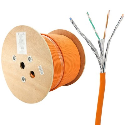 Low Smoke CAT7 Kupfer 23AWG Ethernet S/FTP Netzwerk Kabeltrommel Trommel 305m orange