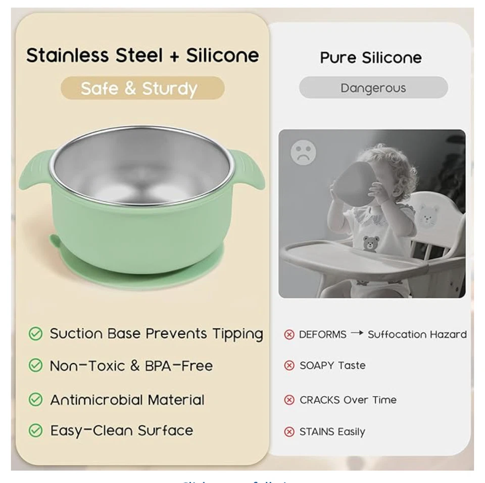 Bella's Friends Cuencos para Bebé de Acero Inoxidable y Silicona con Ventosa Paquete de 3,3 Foto 4 de 4