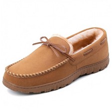 Men's Light Brown Plush Memory Foam House Slippers Size 11 - Warm Indoor