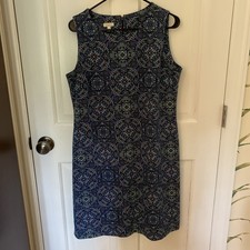 Talbots Sleeveless Multicolor Blue Sheath Dress Size M P Floral Paisley Summer
