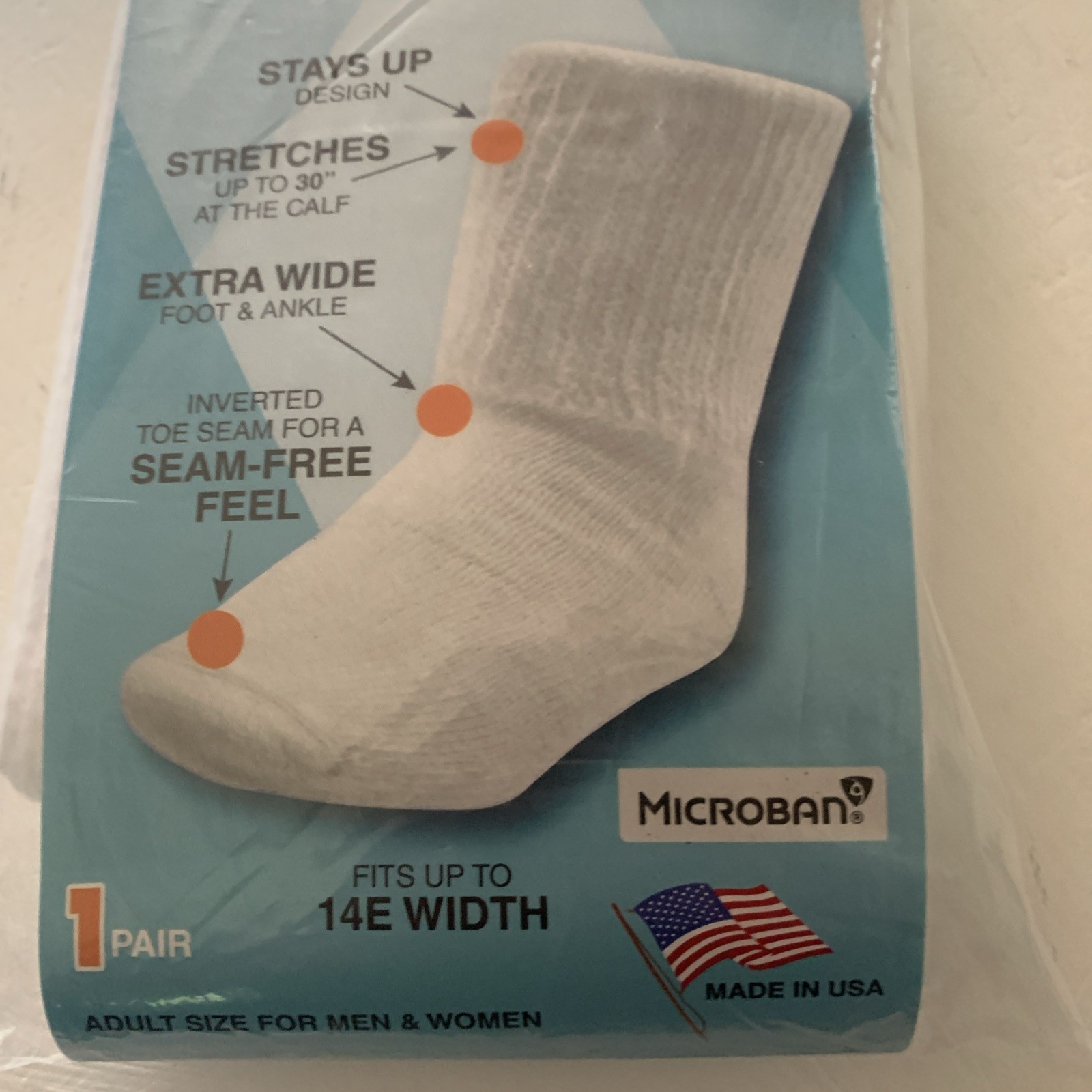 One pair Extra Wide Bariatric Sock for Extreme Lymphedema Stretch up to 30"white