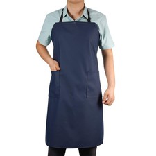 VWELL Waterproof Rubber Vinyl Apron W/ 2 Pockets - Lab 35, Blue-with
