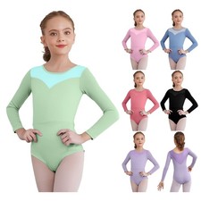 Girls Dancewear Latin Dance Leotard Training Bodysuit Button Crotch Costume