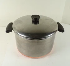 Vintage Revere Ware 5 Qt. Stock Pot/Dutch Oven Copper Bottom w/ Lid