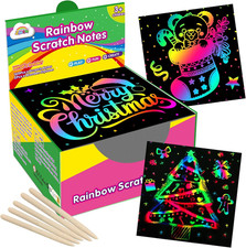 165 Rainbow Scratch Paper Art Crafts Mini Notes Stocking Stuffers for Kids Gifts