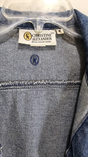 Vintage Christine Alexander Größe M 100% Baumwolle Jeansjacke Damen Strass / - Bild 4 von 12