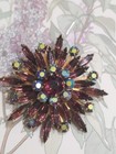  Judy Lee Purple AB Rhinestone Brooch Pin  Earring Set Vintage — photo 2