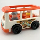 Vintage 1969 Fisher Price Little People Mini Van Bouncing Family Bus + Figures F