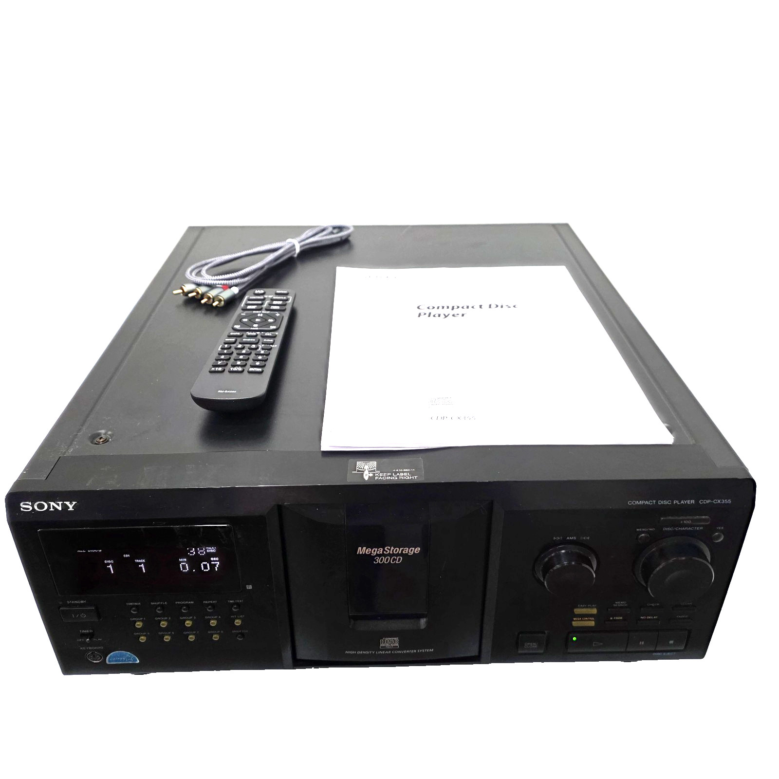 Sony CDP-CX355 CD Changer 300-Disc Black Refurbished w/Remote One Year Warranty
