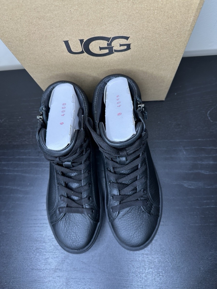 Ugg Women's Olli Black Leather High Top Trainers Fashion Sneakers