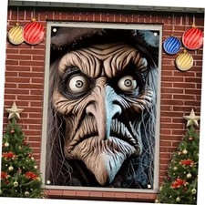 Scary Witch Window Cover Halloween Decoration Window Poster Realistic Witch 1