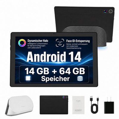2026 Android Tablet 10 Zoll, 14GB+64GB Speicher, WLAN 5G, Dual Kamera 5MP+8MP