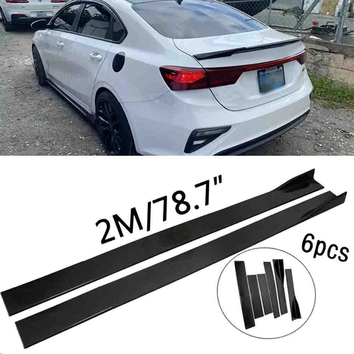 78.7"Gloss Black Side Skirt Extensions Rocker Panels Lip For Kia Forte 2010-2022