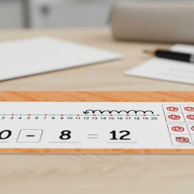 16 Stück Zahlenzeilenkarten wasserfest Ergänzung Übungskarten frühe Mathe