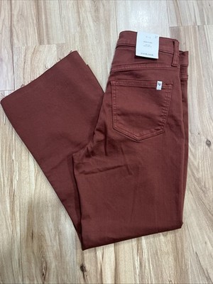 SNEAK PEEK Kick Flare Leg Jeans Size 5 Short Raw Edge Cuff NWT Rust Red Color