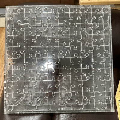 Pottery Barn Clear Acrylic Jigsaw Puzzle 14x14 With 100 Pieces And Base Chunky
