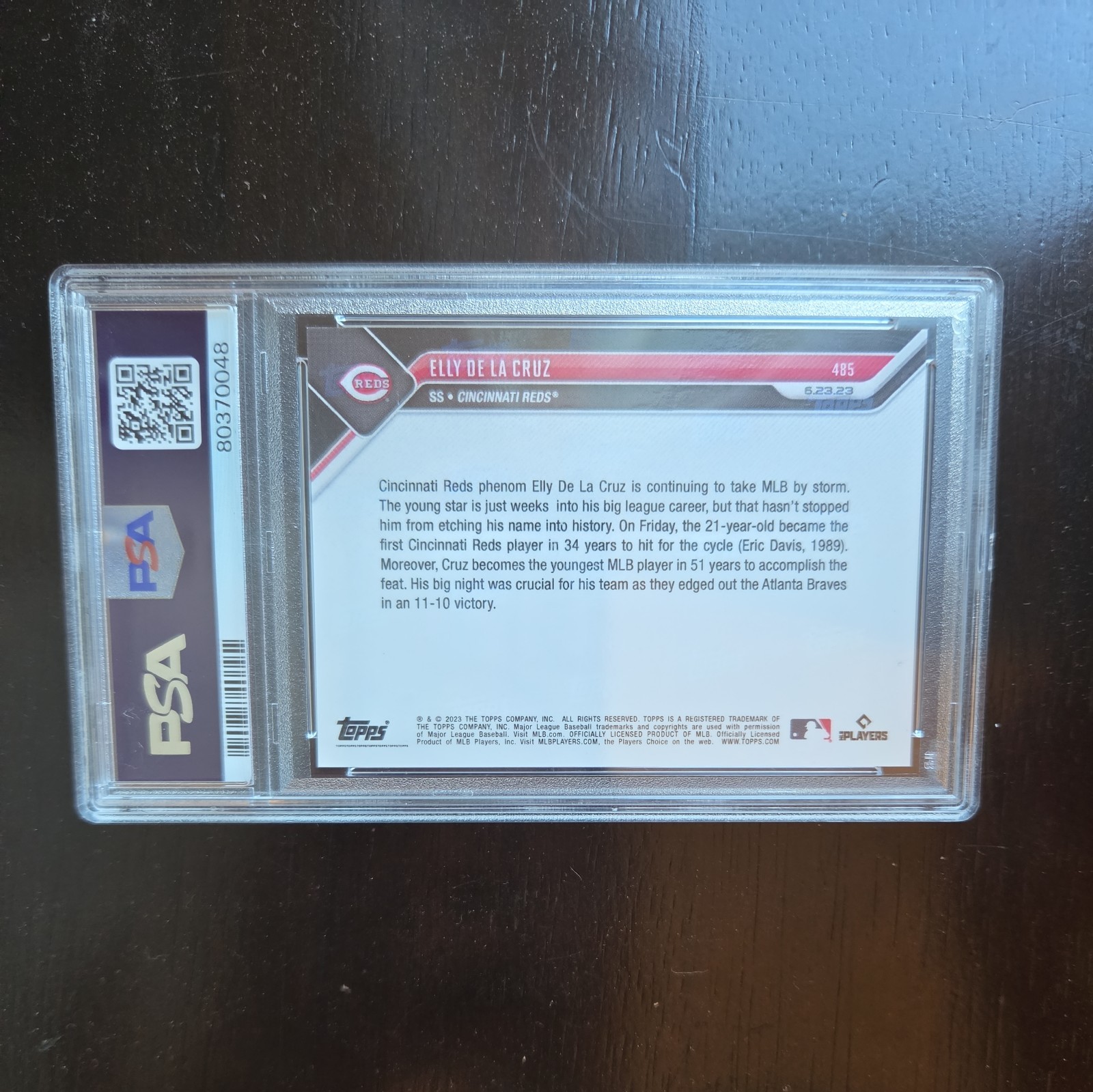 2023 Topps Now Elly De La Cruz #485 Reds PSA 10 GEM MINT view 2