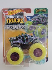 Hot Wheels 2024 Monster Trucks Power Smashers Skelesaurus W/ Yellow Tires 1:64th