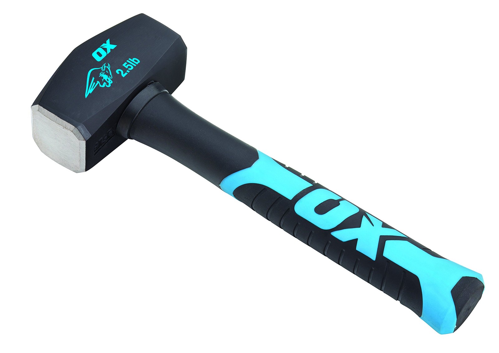 Ox Multi-Colour Trade Club Hammer 2.5Lb/1.1Kg, Fibreglass Handle, Forged Hardened Head | Lump Hammer For Demolition, Masonry, Chisel & Bolster Work – Shock-Absorbing Grip, Balanced Trade Sledge Tool - Image 4