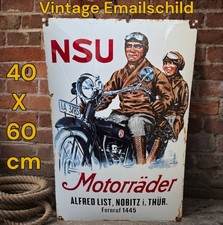 Vintage Alt  NSU Motorr&auml;der Emaille Reklame Werbe Schild Enamel Plaque Sign