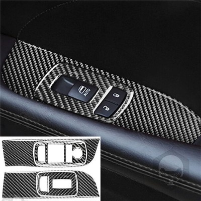 4X Carbon Fiber Window Switch Panel Interior Trim Set For Challenger 2015-20