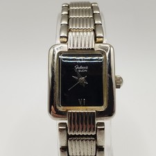 Galaxy By Elgin Watch 17mm Women Black Dial Silver Tone New Battery