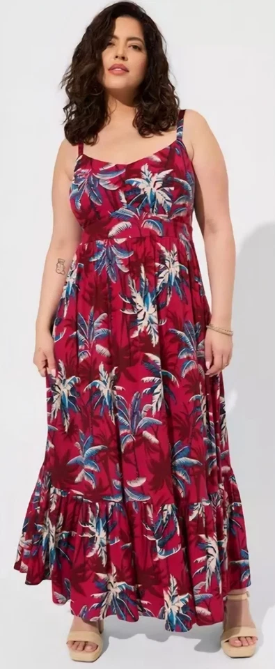 Vestido Torrid Maxi Lenny en Niveles en Sombras Tropicales Talla 3 Foto 3 de 3