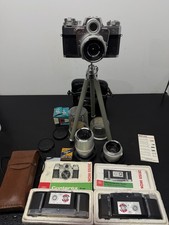 NICE Zeiss Ikon Contarex Bullseye w 3 Lenses Planar 35mm 135mm  50mm case more