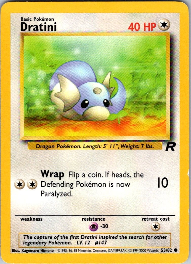Dratini 53/82 Common Team Rocket Pokemon Unlimited Near Mint