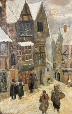 Signed Oil Representing A Scene Of Life In Italy Italian School 20th Century