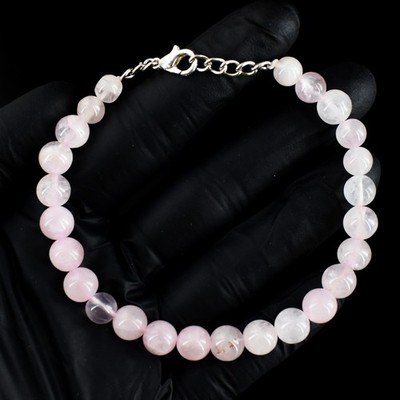 Hervorragendes Muster rosa Rosenquarz 83,00 kt Perlen funkelndes Armband RK 30 E775