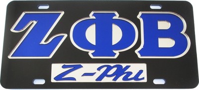 Zeta Phi/&Phi; Beta Z-Phi Mirror Insert Tag License Plate [Black - Car/Truck]