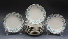 12 Antique Royal Staffordshire Pottery Burslem England Blue Iris Berry Bowls