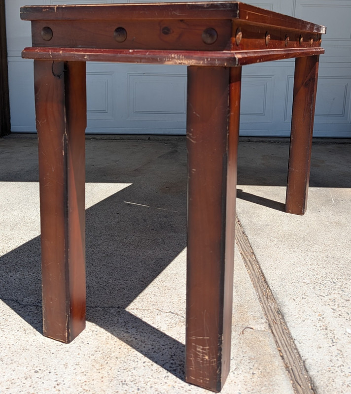 Rectangular Wood Console Table Brown, Slatted Top, Medium Wood Tone