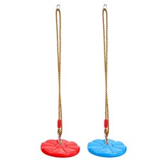 Kids Round Disc Plate Swing Seat With Hanging Adjustable Rope Safe Indoor Garden