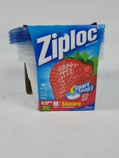Ziploc Square Bowls 32 oz  Snap N Seal Smart Snap Lids 4 Cups BPA-free NEW