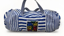 Borsone 28" tela design Memphis righe blu logo ESPRIT 1986 vintage raro LEGGI